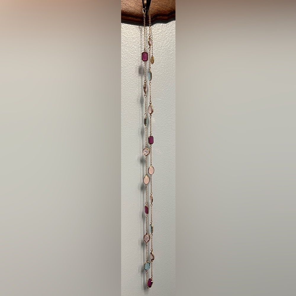 Time and Tru Gold Necklace with Pink, Purple, and Blue Accents